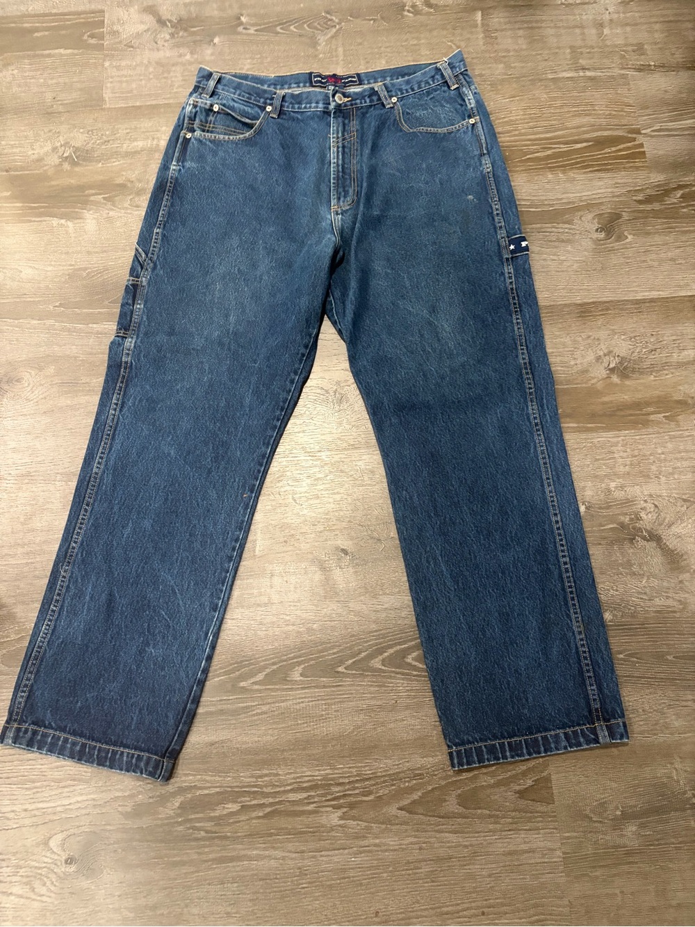 Mens Vintage Y2K Phat Farm "Phat Farmers" Dark Wash Carpenter Jeans 36x34 Baggy